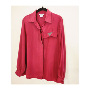 Vintage 1980's Gailord Women's Button Up‎ Magenta Shirt